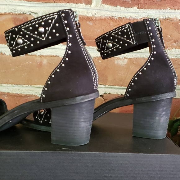 Frye Brielle Deco Studded Back Zip Suede Sandals - Picture 7 of 8
